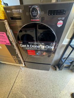 NEW LG WASHER COMBO ON ONE 5 FT.³ 120 V VENTLESS, INCLUDING THE PEDESTAL THAT IS SHOWN ON THE PICTURE INCLUDED IN THE PRICE AROUND $300 FOR THE PEDEST