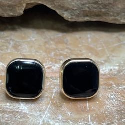 NEW Classic Black Square Pierced Stud Earrings Fashion Jewelry 