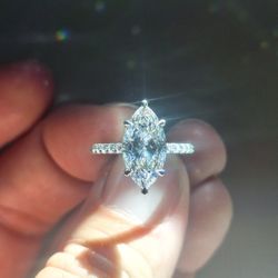 3.02Ct Marquise Lab Diamond 18k White Gold Ring