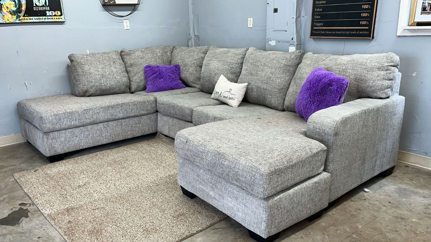 🛋️💥 Ashley Double Chaise Sectional 124"x86"💥 Free Delivery And Financing Available!