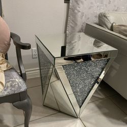 Silver Mirrored Side Table