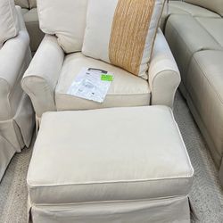 White Club Chair With Ottoman $750 