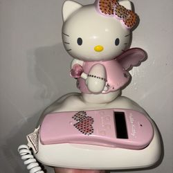 Hello Kitty Angel Flash Telephone Sanrio Pink Landline Phone 2003 Sanrio Heart