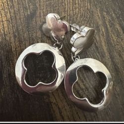 New Macys Silver Clover Earrings