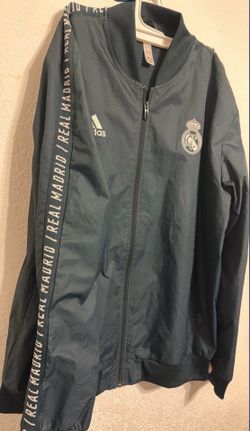 Real Madrid Anthem Full-Zip Windbreaker Dark Green Jacket Size Large