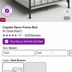 Wayfair Copace Queen Bed Frame