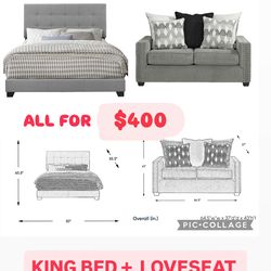 King bed and love seat