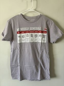 Warner Bro. "The Big Bang Theory" Sheldon Cooper Weekly Schedule T-Shirt S Small