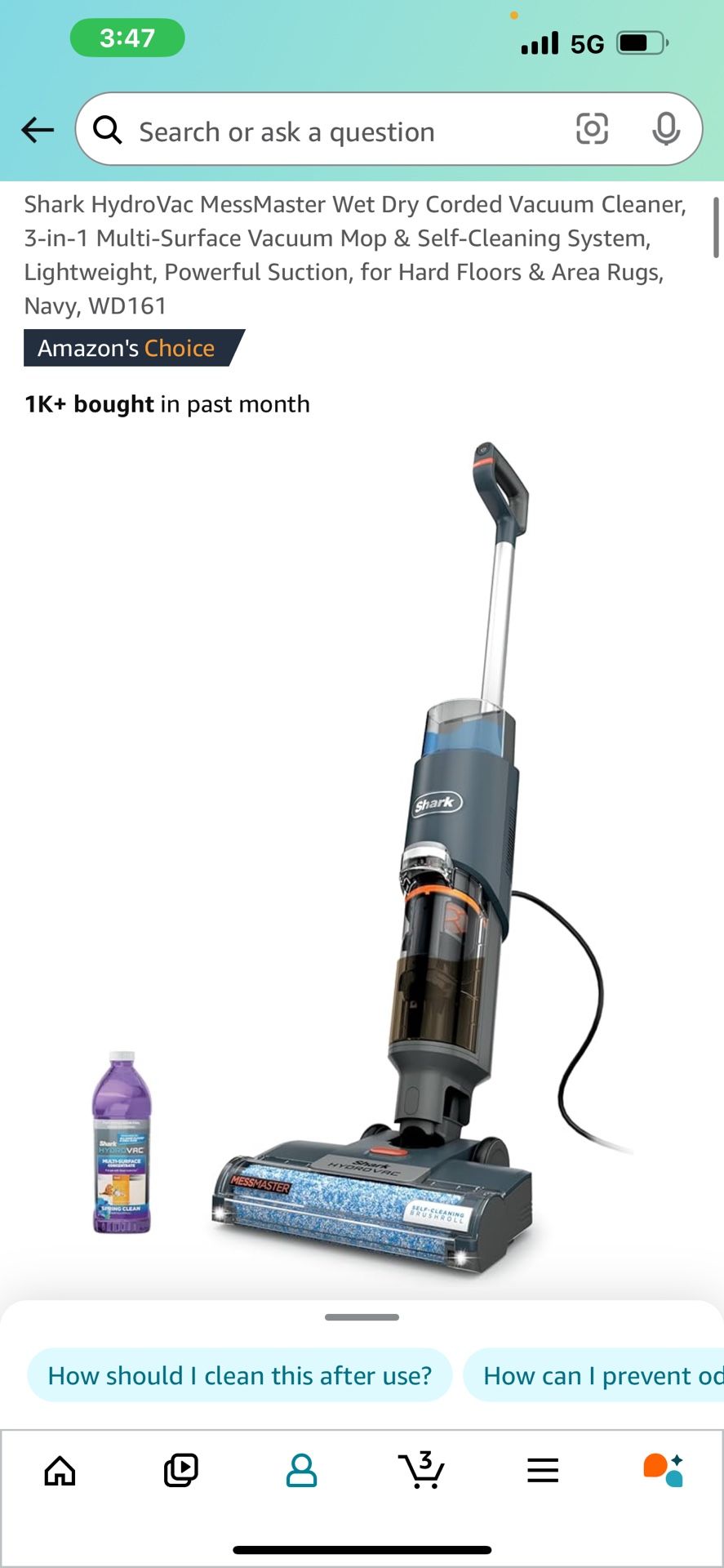 Shark Hydrovac 3 In 1 Multi Surface Vacuum Mop And Self Cleaning System