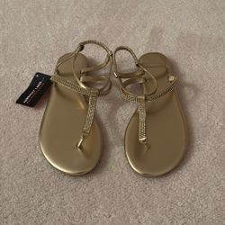 Gold Rhinestone Sandals 