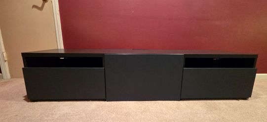 Black/Dark Brown Low-Profile TV Stand with Drawers