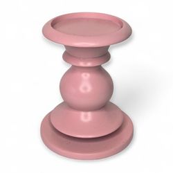 Pottery Barn Pink Sphere Wooden Pillar Candle Holder Decor