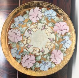 Vintage 1968, Beautiful, Hand-Painted Wild Rose Porcelain Plate