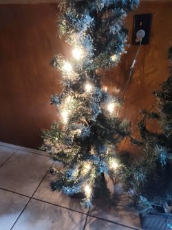 Flocked Artificial Christmas Trees with Lights for porch or entryway