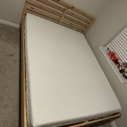 IKEA Queen Size Bed Frame, Foam Mattress 