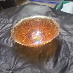 Vintage Amber Carnival Glass Bowl