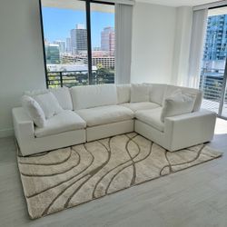 New White Sectional Cloud Couch Sofa RH Style