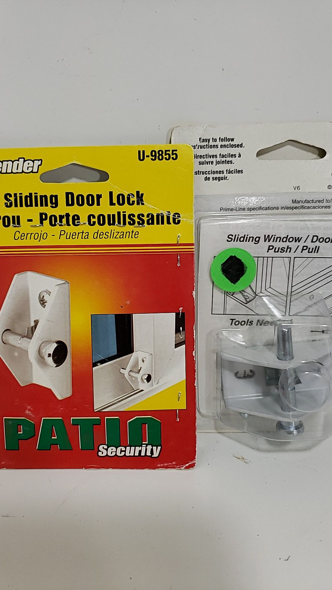 2 Defender U-9855 Sliding Door Lock pair white