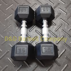 15lb Rubber Hex Dumbbells Weights