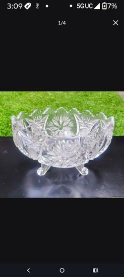 Vintage Lead Crystal  Four Footed Bowl