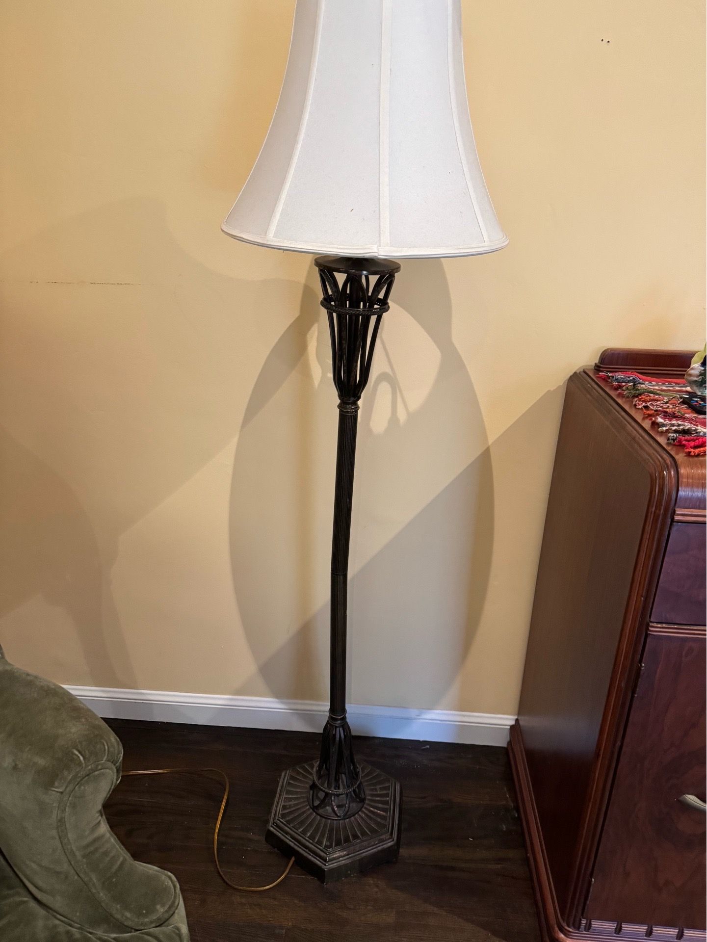 Floor lamp and shade.