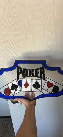 Vintage Poker Stained Glass Hanging Sign