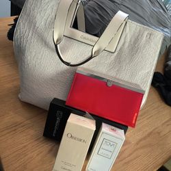 Package Deal Calvin Klein Tote RFID Wallet Brand New Obsession 3.4 Fl Oz And Tova Beverly Hills Signature Dry Oil Spray