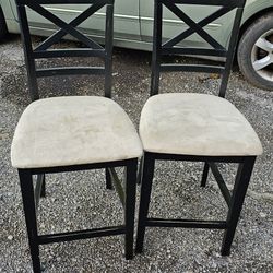 2 Tall Wood Chairs 