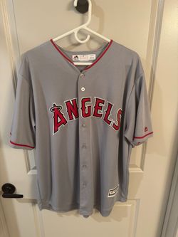 Mike Trout Angels Majestic Gray Jersey – XL – $55