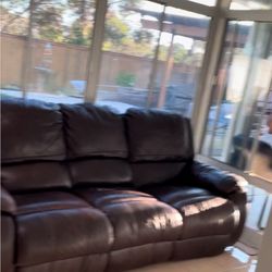 Brown Leather Electric Reclining Couch