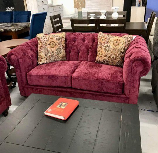 Brooks Red 2 Piece Sofa and Loveseat Set by Alexvale 
