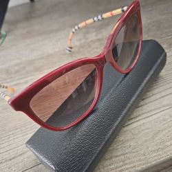 BURBERRY red gradient cat style sunglasses with case Authentic!