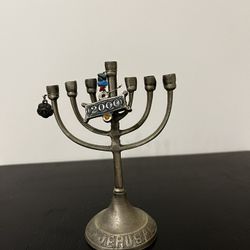 Hanukkah Menorah Candle Holder Jewish Chanukia Silver Tone…MADE IN HOLY LAND…5” Height By 3.5” Wide…SEE ALL PICTURES… $55