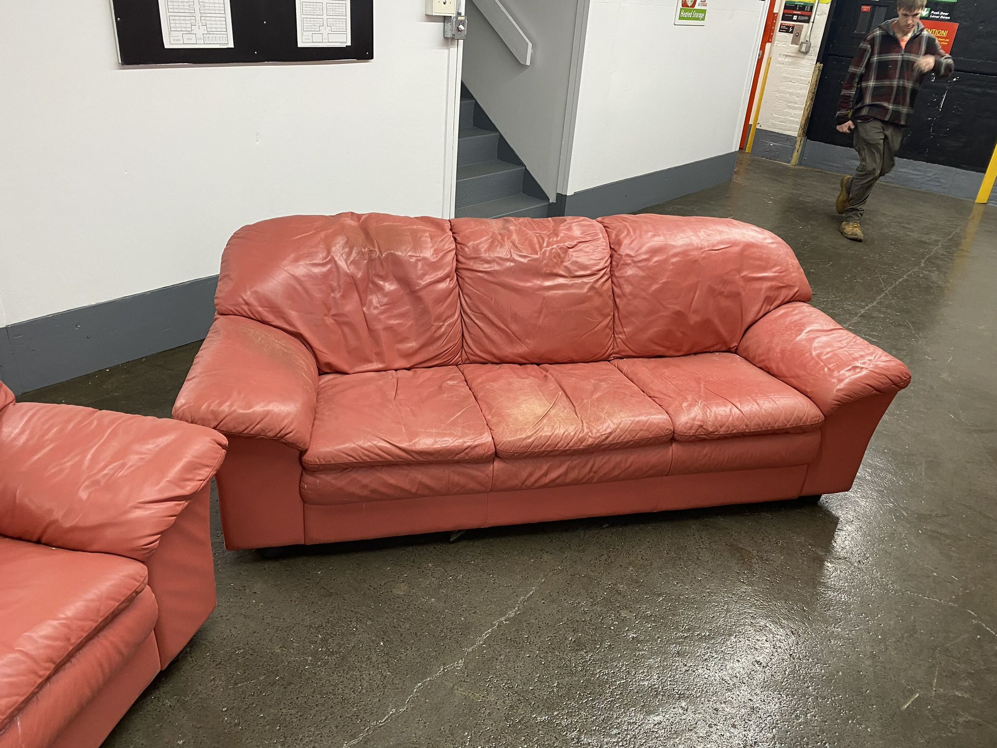 Pink Faux Leather Couch