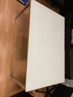 White Glass Top Table
