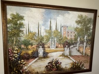 Hand Painted Italian Fresco Painting In Frame 