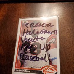 Anthony Munoz Error '91 Upper Deck Hologram Back Card 