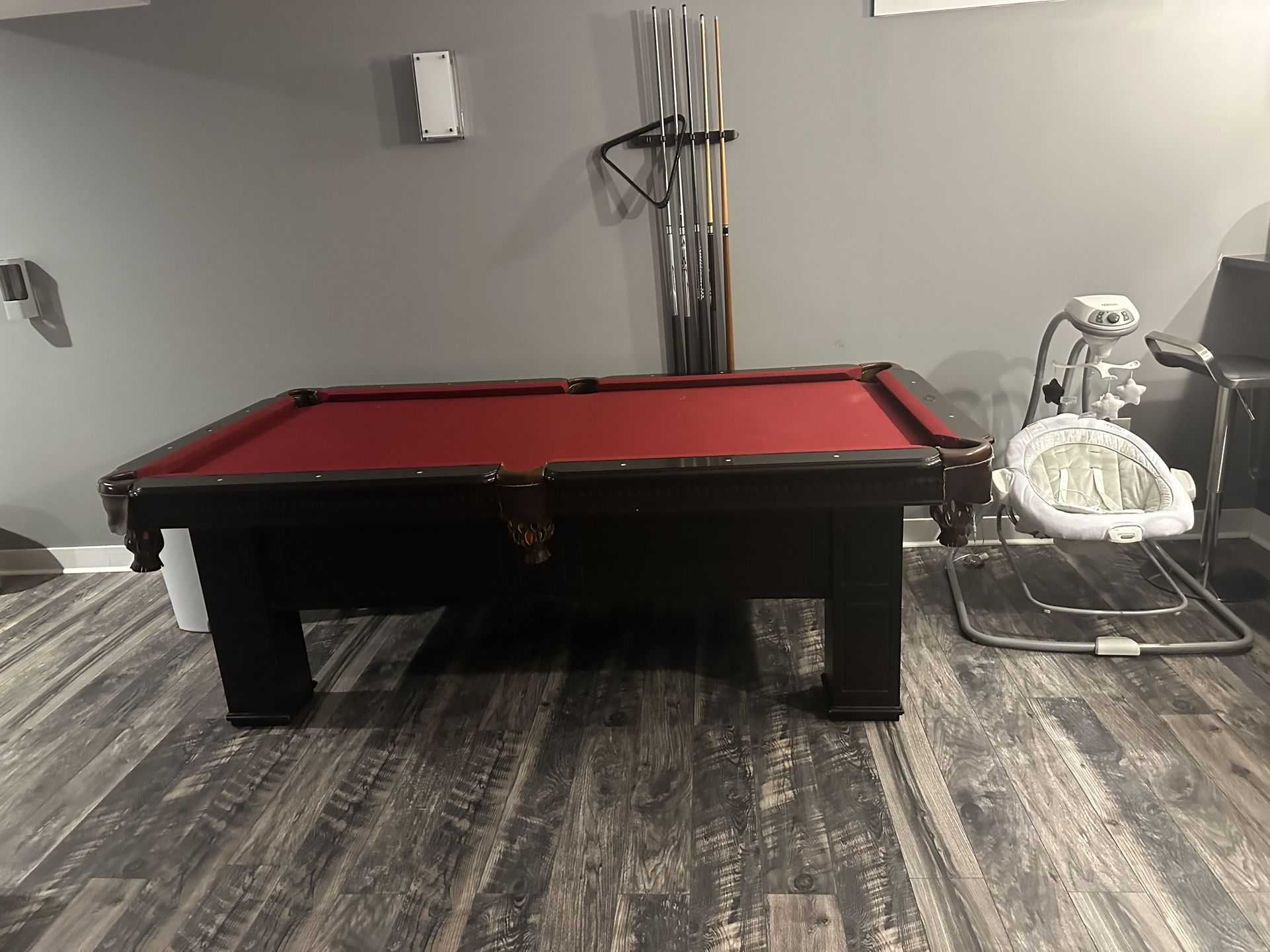 Pool Table With Balls And Stick