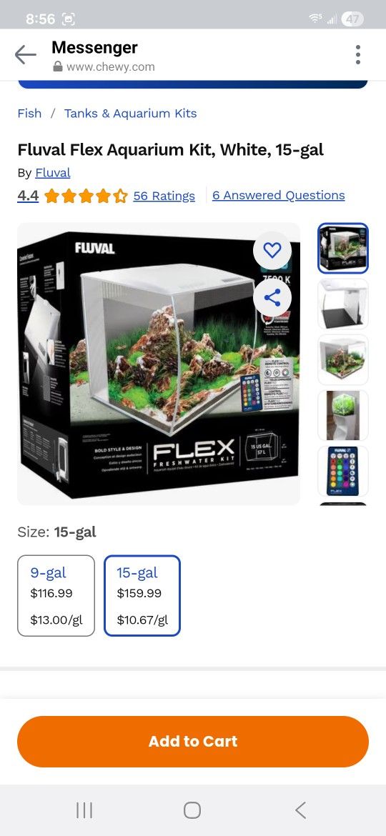 Fluval Flex Aquarium Kit Fish Tank, White, 15 Gallon