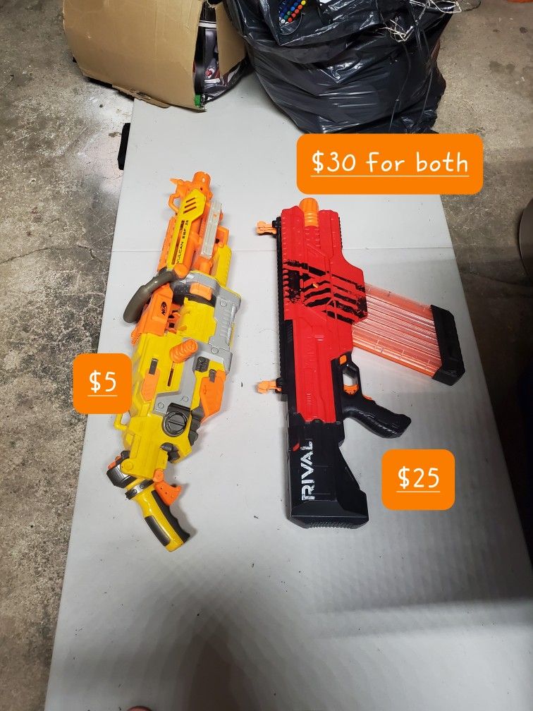 (negotiable) nerf Vulcan and Rival MXVI-4000 nerf lot
