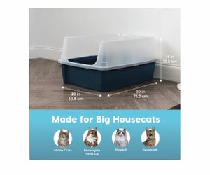Large Cat Litter Box Tall Walls Low Entry 30x20in