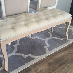 Upholstered Tufted Entryway Bench, Bedroom Ottoman, Mid Century Modern