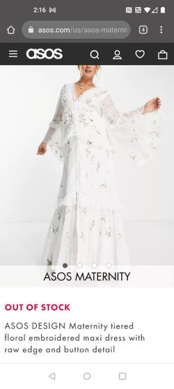ASOS White Tiered Floral Maxi Dress Size 10 