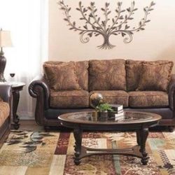 Brown Semi Leather Couches 