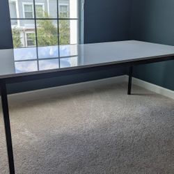 CB2 Aptum Modular Black Metal Desk with White Wood Top - $600