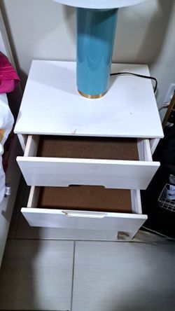 White Solid Wood 2-Drawer Nightstand