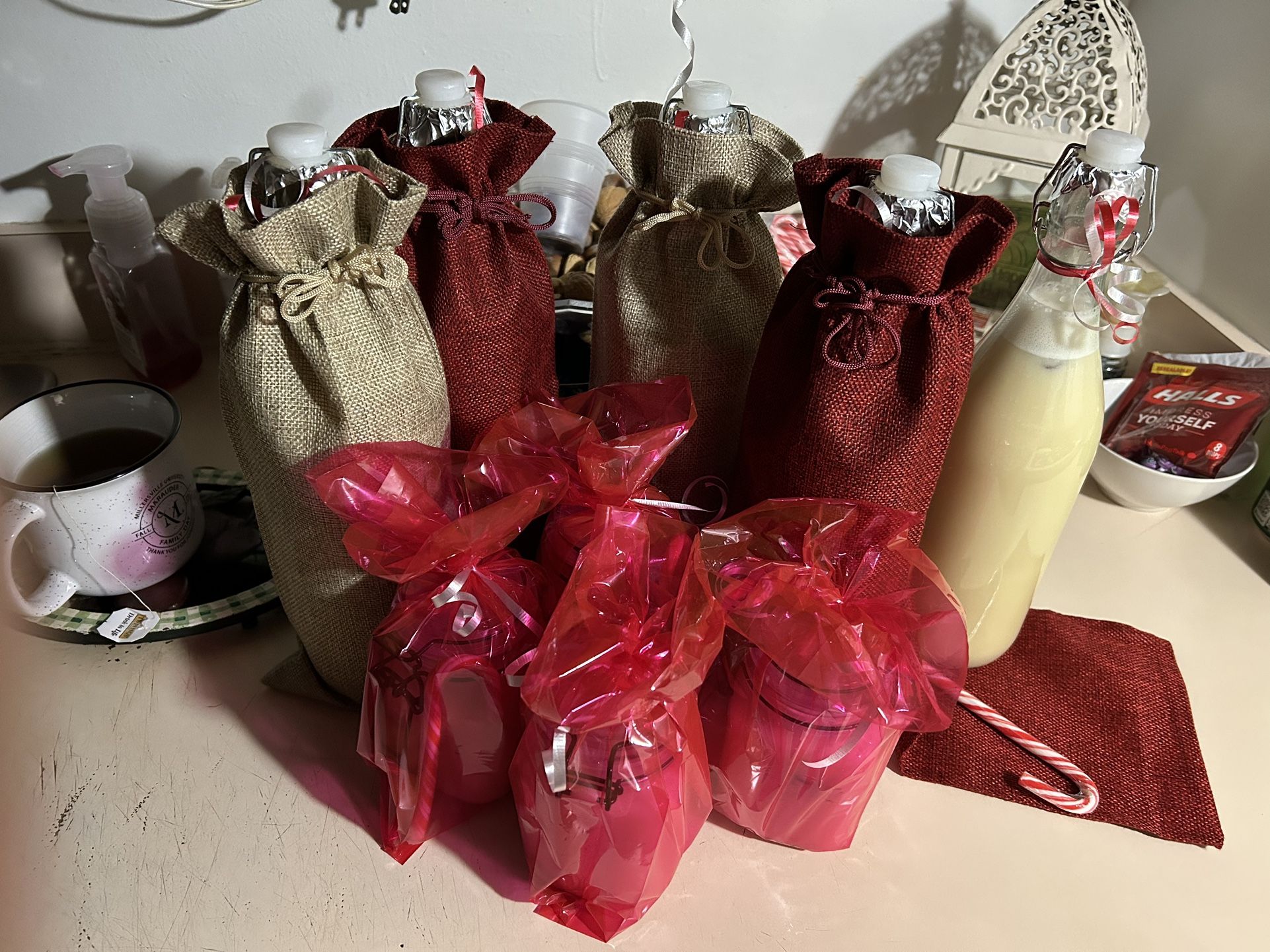 Burlap Fancy Bottle Bags 