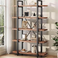 5-Tier Industrial Bookshelf with Metal Frame