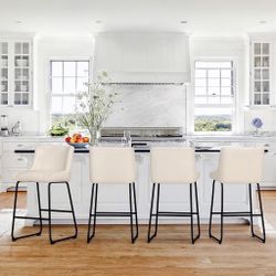 Ivory 26” Counter Height Bar Stools Set of 4. Faux Leather
