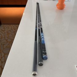 Taylormade Ventus stiff shafts and Tense driver shaft withCobra head adapter.